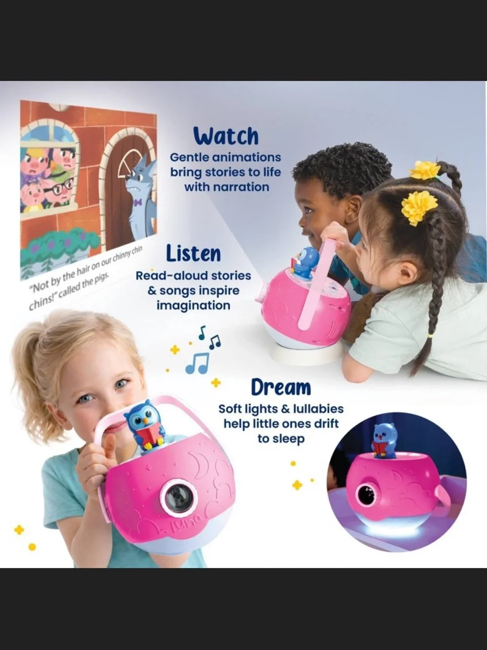 Luna StoryTime Projector with Nighlight •Pink•